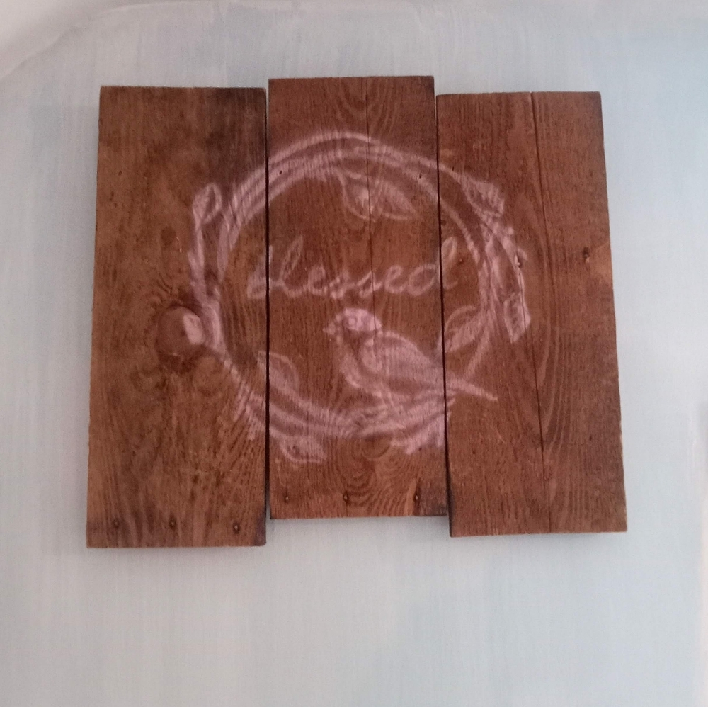 Farmhouse rustic wood bird Blessed wall decor